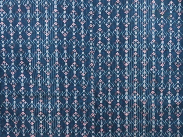 Photo5: 2925T10z810 Vintage Japanese Kimono Silk KOMON Flower Dark cyan blue (5)