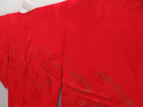 Photo2: 2931T06z690 Vintage Japanese Kimono Jinken Synthetic JUBAN Cloud Red (2)