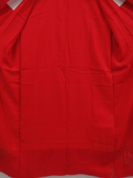 Photo7: 2931T06z690 Vintage Japanese Kimono Jinken Synthetic JUBAN Cloud Red (7)