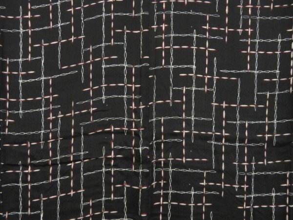 Photo5: 3009T03z680 Antique Japanese Kimono Silk KOMON  Black (5)