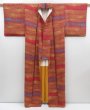 Photo4: 3002T03z950  Japanese Kimono Silk KOMON Chrysanthemum Red-Brown (4)