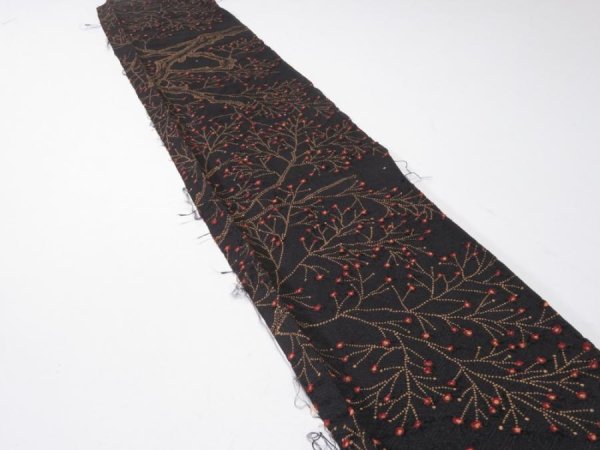 Photo3: 3M08z40  Japanese Kimono Silk  FABRIC Branch Black 55.9x6.7 (3)