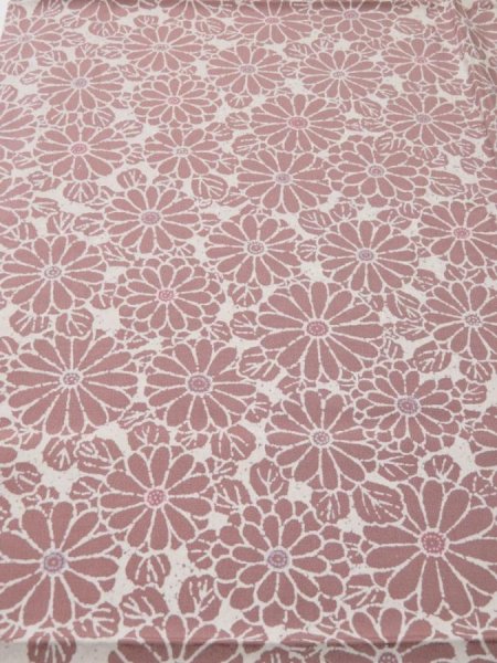 Photo1: 4G01z60  Japanese Kimono Silk  FABRIC Chrysanthemum Rosy brown 40.2x14.6 (1)