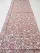 Photo5: 4G02z60  Japanese Kimono Silk  FABRIC Chrysanthemum Rosy brown 40.9x14.6 (5)