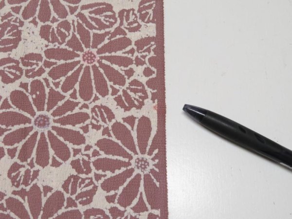 Photo7: 4G04z80  Japanese Kimono Silk  FABRIC Chrysanthemum Rosy brown 59.8x14.6 (7)