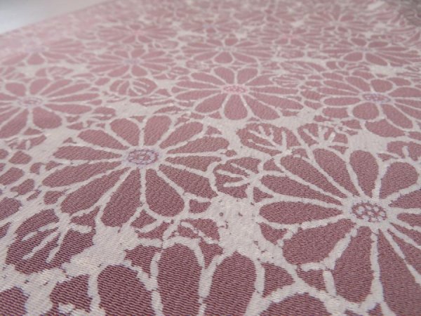 Photo5: 4G06z80  Japanese Kimono Silk  FABRIC Chrysanthemum Rosy brown 59.8x14.6 (5)