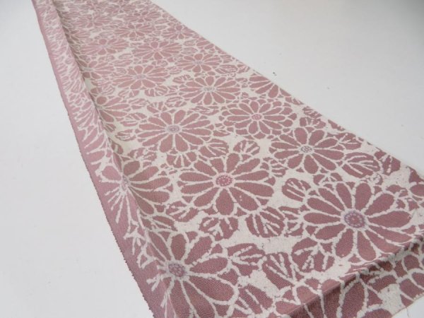 Photo2: 4G08z40  Japanese Kimono Silk  FABRIC Chrysanthemum Rosy brown 55.1x7.1 (2)