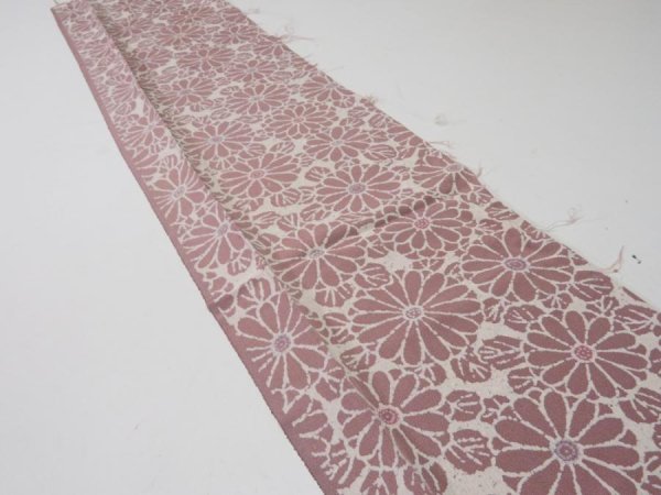 Photo3: 4G08z40  Japanese Kimono Silk  FABRIC Chrysanthemum Rosy brown 55.1x7.1 (3)