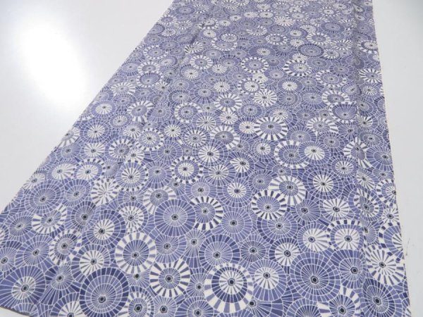 Photo2: 4G05z80  Japanese Kimono Silk  FABRIC Umbrella Dark lavender blue 63.8x13.8 (2)