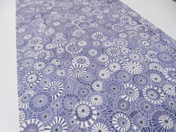 Photo3: 4G05z80  Japanese Kimono Silk  FABRIC Umbrella Dark lavender blue 63.8x13.8 (3)