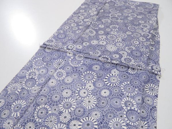 Photo4: 4G05z80  Japanese Kimono Silk  FABRIC Umbrella Dark lavender blue 63.8x13.8 (4)