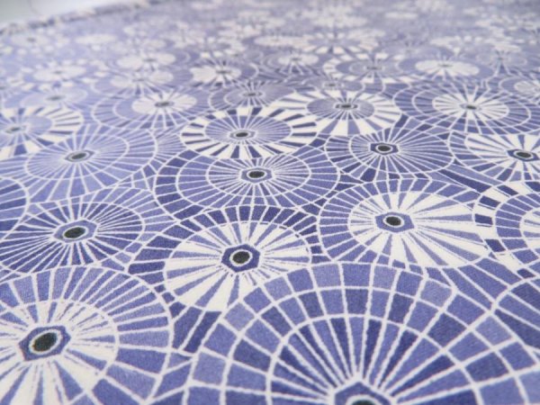 Photo5: 4G05z80  Japanese Kimono Silk  FABRIC Umbrella Dark lavender blue 63.8x13.8 (5)