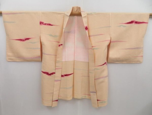 Photo5: 3012T08z510 Vintage Japanese Kimono Silk HAORI Cloud Peach (5)