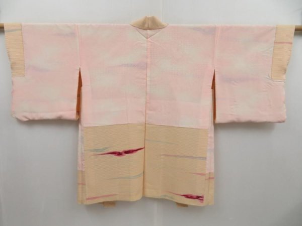 Photo7: 3012T08z510 Vintage Japanese Kimono Silk HAORI Cloud Peach (7)