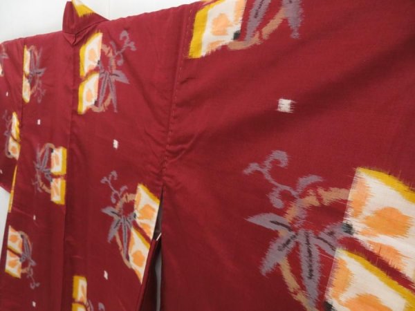 Photo2: 3012T09z390 Vintage Japanese Kimono Silk MEISEN HAORI Bamboo grass Brown (2)