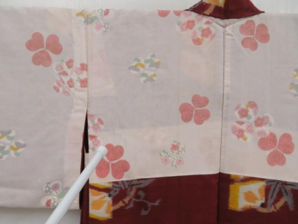 Photo8: 3012T09z390 Vintage Japanese Kimono Silk MEISEN HAORI Bamboo grass Brown (8)