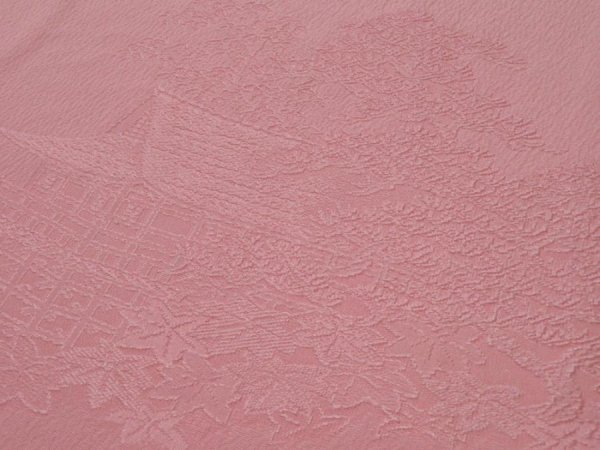 Photo3: 4J01z60  Japanese Kimono Silk  FABRIC Kiyomizudera Pink 41.7x14.2 (3)