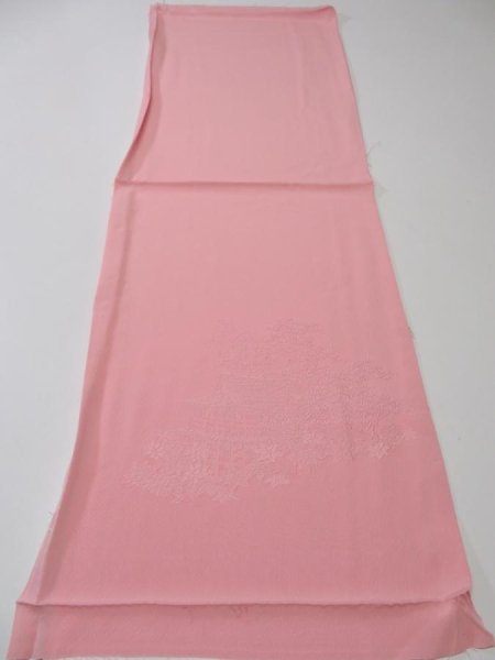 Photo5: 4J02z60  Japanese Kimono Silk  FABRIC Scenery Pink 40.9x14.6 (5)