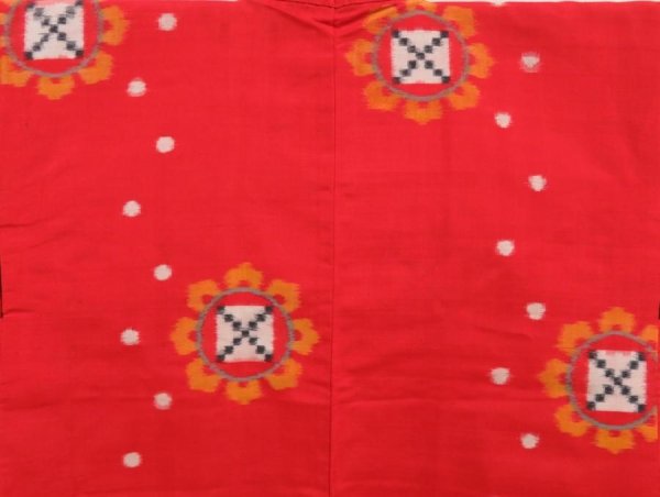Photo3: 3015T06z340 Vintage Japanese Kimono Silk MEISEN HAORI Flower Tomato red (3)