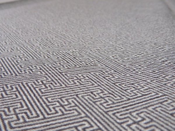 Photo5: 4F03z80  Japanese Kimono Silk  FABRIC Sayagata Gray 64.6x13.8 (5)