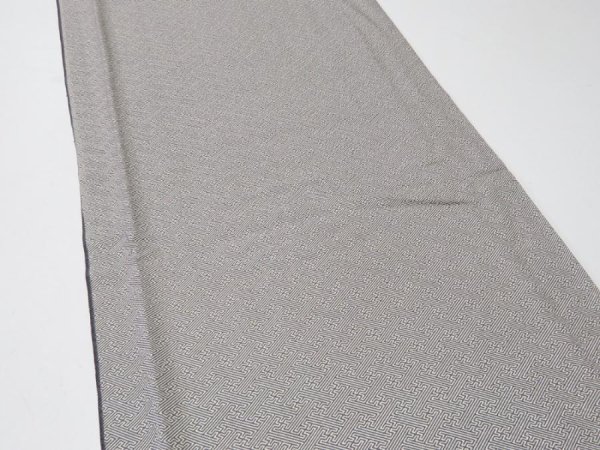 Photo3: 4F04z80  Japanese Kimono Silk  FABRIC Sayagata Gray 64.6x13.8 (3)