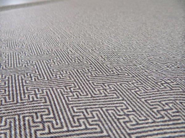 Photo6: 4F04z80  Japanese Kimono Silk  FABRIC Sayagata Gray 64.6x13.8 (6)