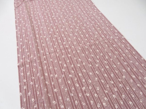 Photo3: 1K03z100  Japanese Kimono Silk  FABRIC Yabane Rosy brown 72.4x14.6 (3)