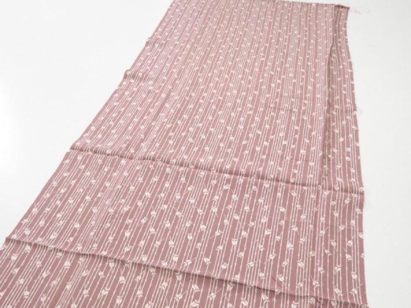 Photo4: 1K04z100  Japanese Kimono Silk  FABRIC Yabane Rosy brown 72.4x14.6 (4)