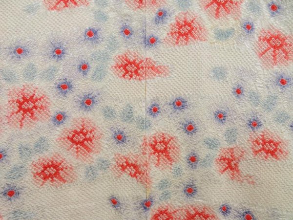 Photo3: 3217T09z480  Japanese Kimono Silk SHIBORI HAORI Flowers Off-white (3)