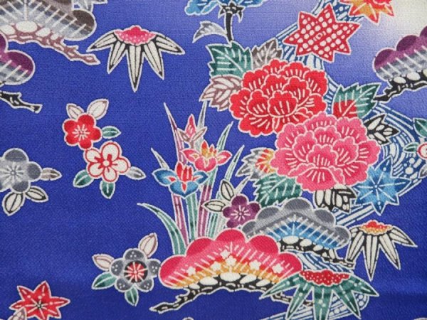 Photo8: 3217T12z1160  Japanese Kimono Crepe Silk FURISODE Kyo-Bingata (8)