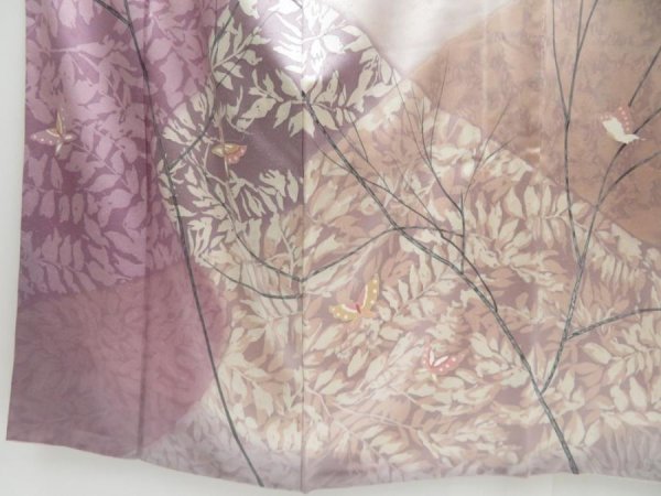 Photo5: 3222T01z990  Japanese Kimono Silk ARTIST WORK TSUKESAGE Butterfly (5)