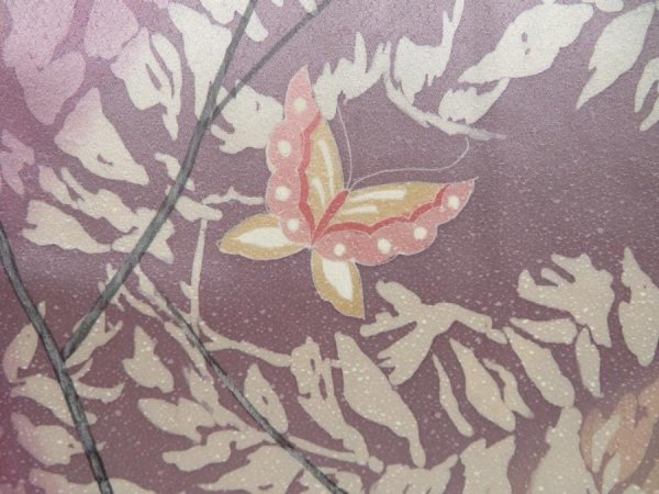 Photo8: 3222T01z990  Japanese Kimono Silk ARTIST WORK TSUKESAGE Butterfly (8)