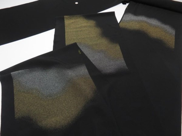 Photo6: F05z1100  Japanese Kimono Silk TOMESODE BOLT FABRIC  Black 551.2x14.8 (6)
