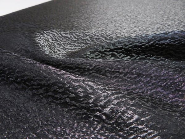 Photo5: 2F01z350  Japanese Kimono Silk BOLT FABRIC  Black Silver 189.0x14.2 (5)