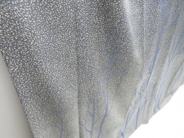 Photo3: 3228T08z990  Japanese Kimono Silk Artist work TSUKESAGE Grove Gray (3)
