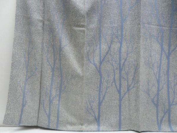 Photo5: 3228T08z990  Japanese Kimono Silk Artist work TSUKESAGE Grove Gray (5)