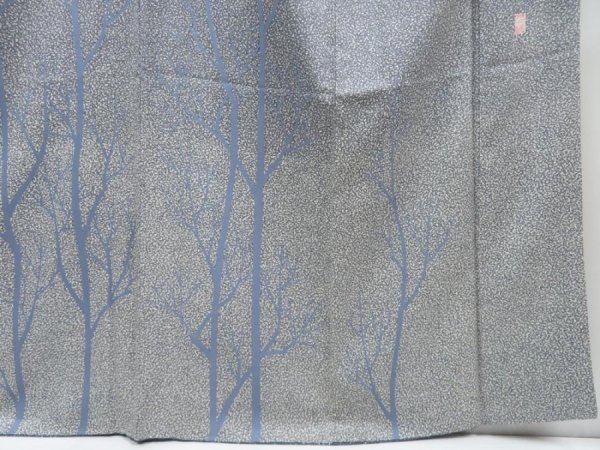 Photo6: 3228T08z990  Japanese Kimono Silk Artist work TSUKESAGE Grove Gray (6)