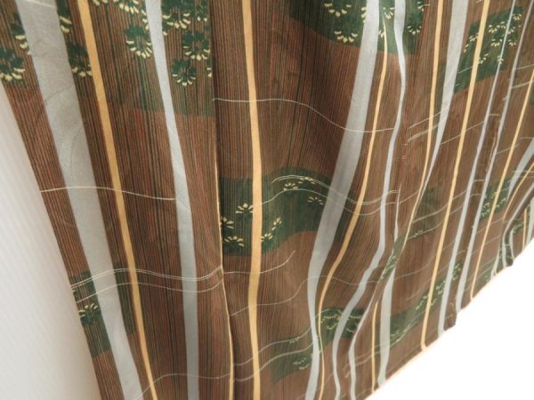 Photo3: 3305T08z520 Antique Japanese Kimono Silk KOMON  Brown (3)