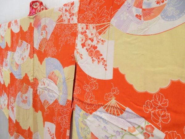 Photo2: 3311T10z740 Antique Japanese Kimono Jinken Synthetic JUBAN Folding fan (2)
