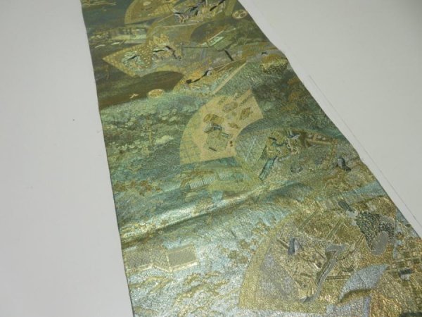 Photo3: 1E01z180  Japanese Kimono Gilt thread Obi FABRIC material Princess 69.3x11.8 (3)
