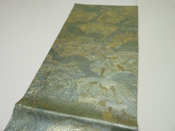 Photo3: 1E04z80  Japanese Kimono Gilt thread Obi FABRIC material Princess 42.5x11.8 (3)