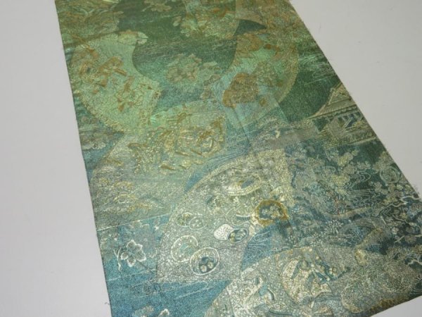 Photo2: 1E05z130  Japanese Kimono Gilt thread Obi FABRIC material Princess 63.8x11.8 (2)