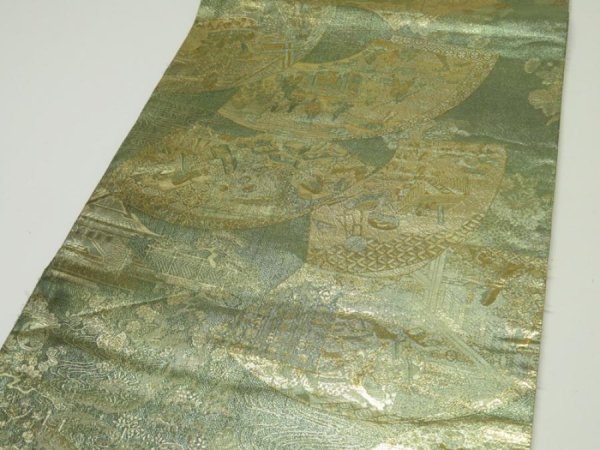 Photo3: 1E06z130  Japanese Kimono Gilt thread Obi FABRIC material Princess 64.6x11.8 (3)