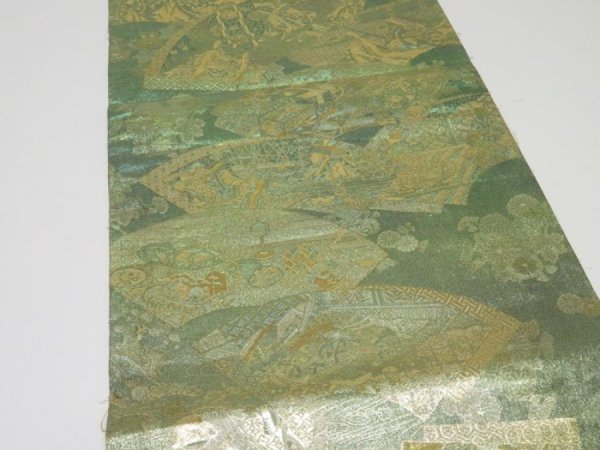 Photo4: 1E06z130  Japanese Kimono Gilt thread Obi FABRIC material Princess 64.6x11.8 (4)