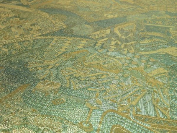 Photo6: 1E06z130  Japanese Kimono Gilt thread Obi FABRIC material Princess 64.6x11.8 (6)