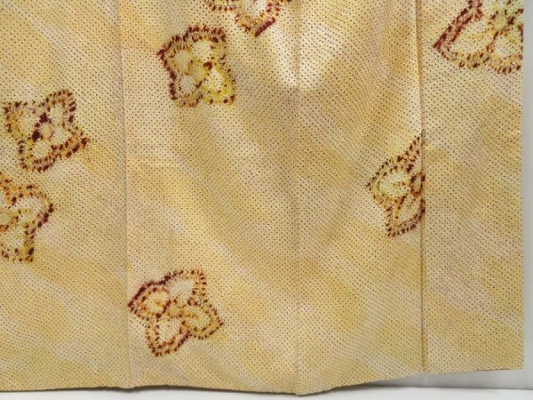 Photo6: 3312T10z950  Japanese Kimono Silk SHIBORI KOMON Flower Light yellow (6)