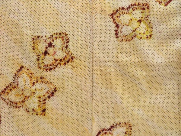 Photo7: 3312T10z950  Japanese Kimono Silk SHIBORI KOMON Flower Light yellow (7)