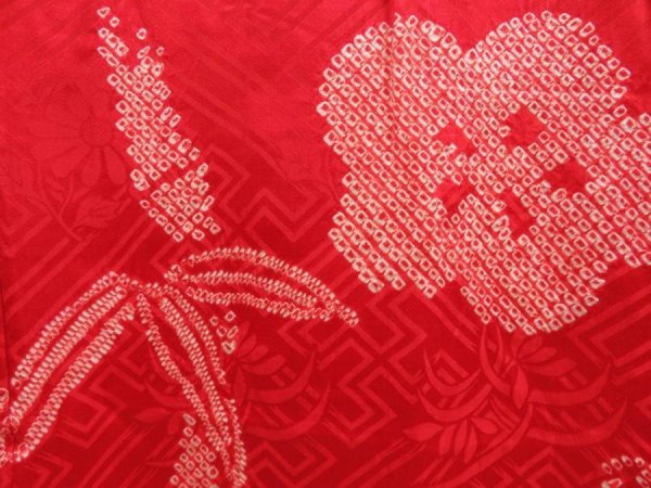 Photo4: 3312T12z580 Vintage Japanese Kimono Silk JUBAN Plum blossom Red (4)