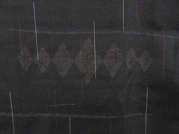Photo5: 3313T05z420 Vintage Japanese Kimono Silk LONG HAORI  Black (5)