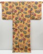 Photo8: 3322T10z1120 Vintage Japanese Kimono Silk KOMON Flowers Light orange (8)